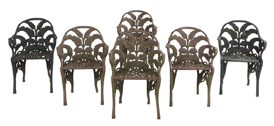 Six "Fern" Pattern Cast Iron Garden Chairs (1 of 2)