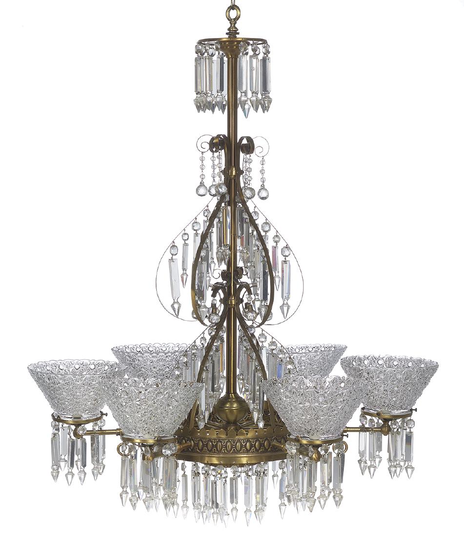 Victorian Prism-Hung Brass Chandelier (1 of 1)