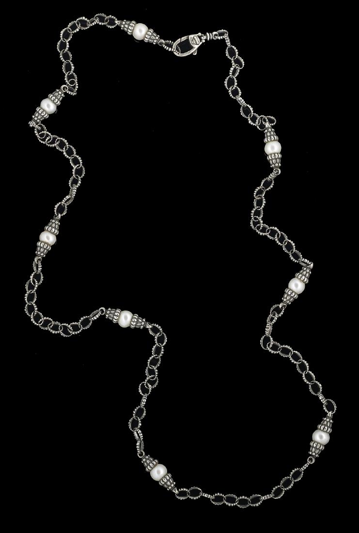Lagos Silver and Pearl Necklace (1 of 1)