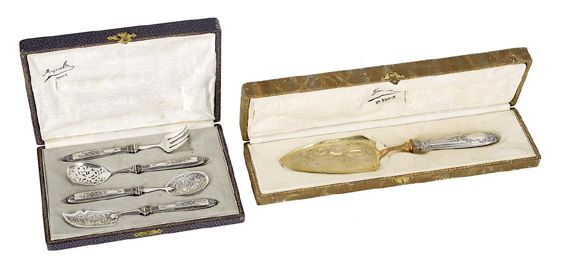 Two French Belle Epoque Cased Silver Serving Sets (1 of 1)
