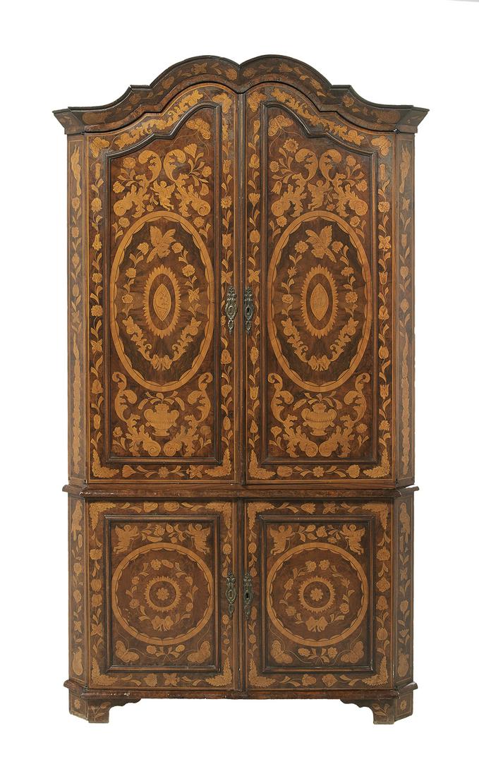 Dutch Marquetry-Inlaid Mahogany Corner Cupboard (1 of 3)