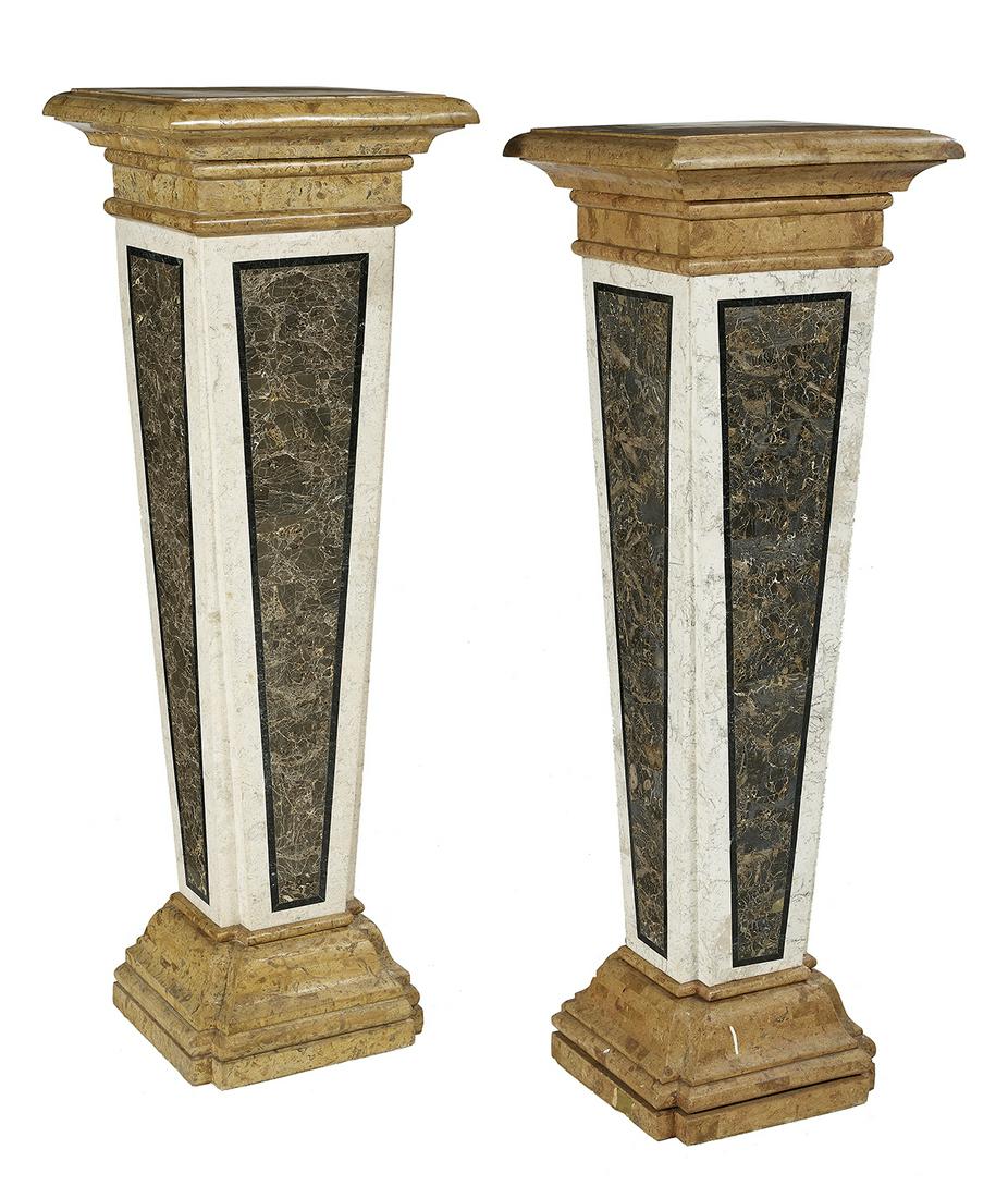 Pair of Specimen Marble-Veneered Pedestals (1 of 1)