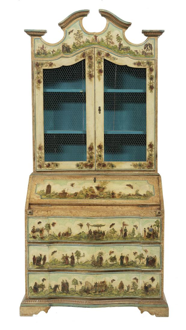 Chinoiserie-Decorated Secretary Bookcase (1 of 3)
