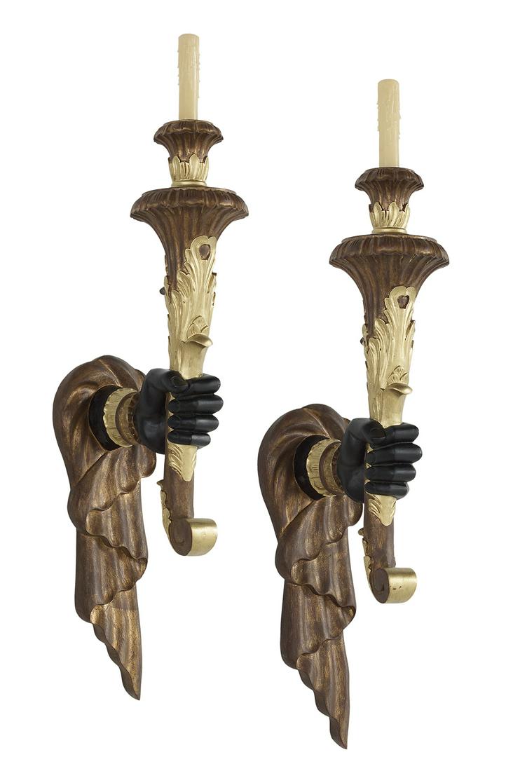 Pair of Venetian-Style Parcel-Gilt "Hand" Sconces (1 of 3)