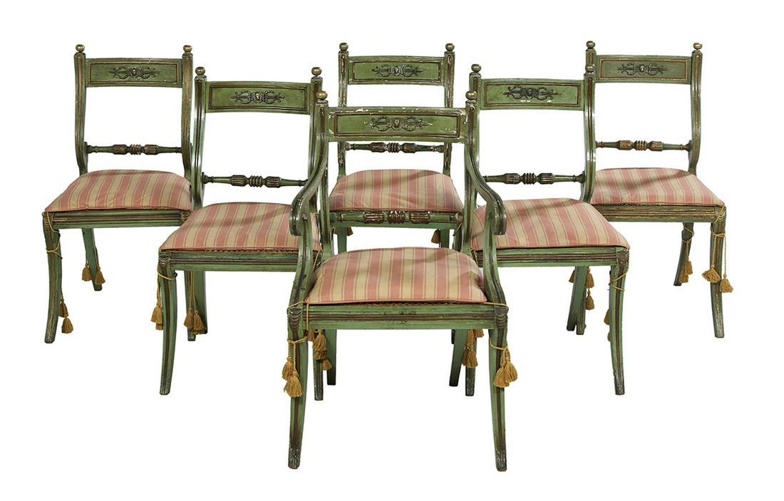 Six Continental Neoclassical Polychrome Chairs (1 of 2)