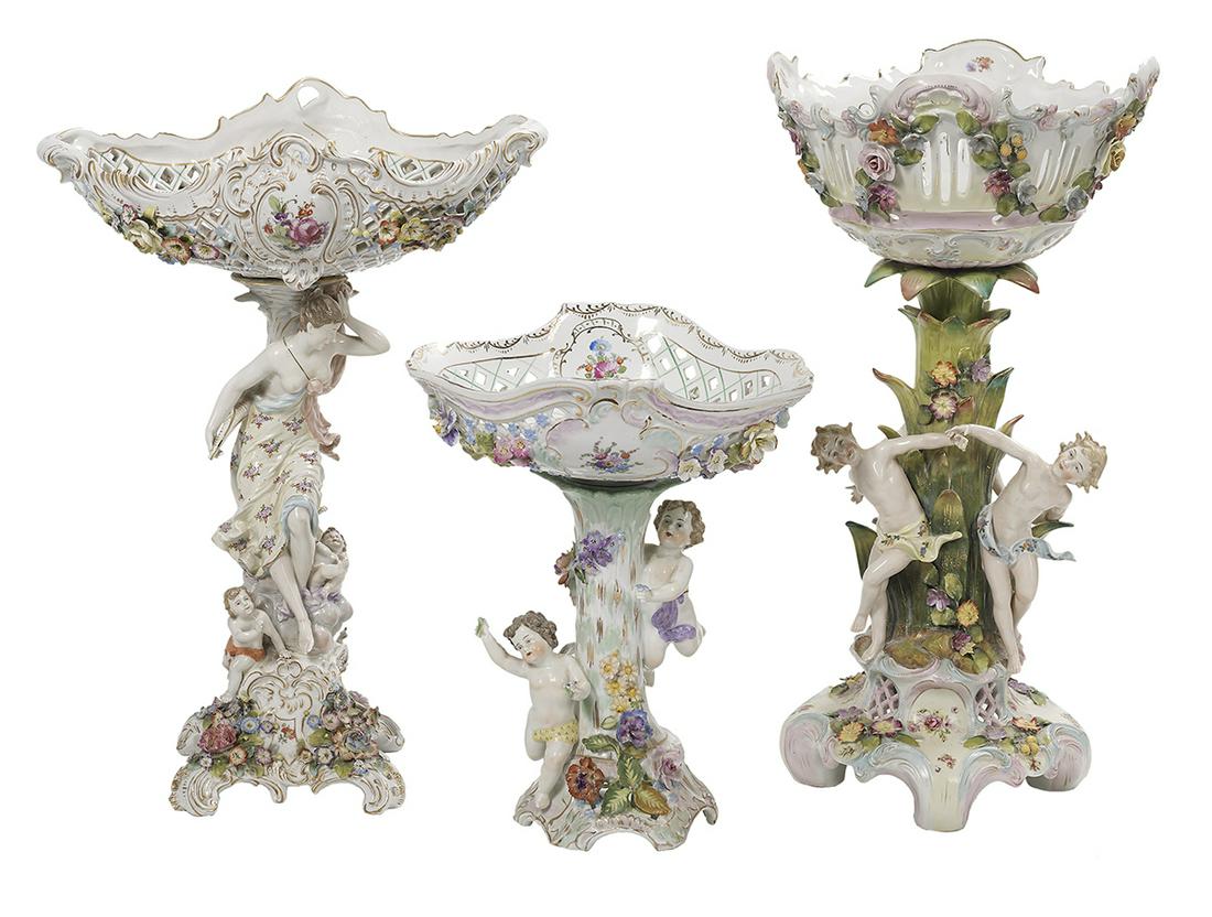 Three "Dresden" Porcelain Centerpieces (1 of 3)