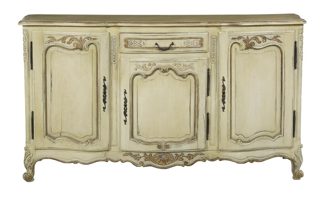 Louis XV-Style Painted and Parcel-Gilt Buffet (1 of 2)