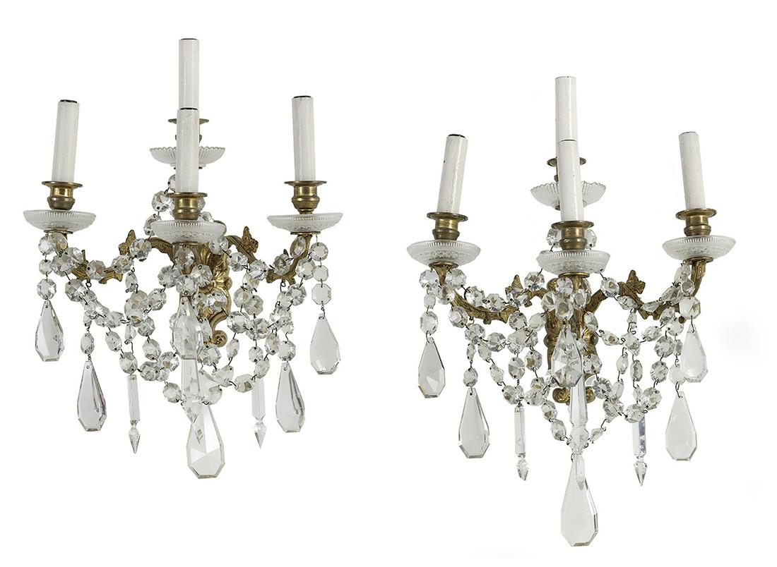 Pair of French Gilt-Bronze and Crystal Sconces (1 of 3)