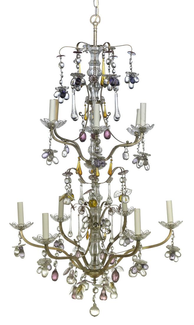 French Bronze and Glass Chandelier (1 of 1)