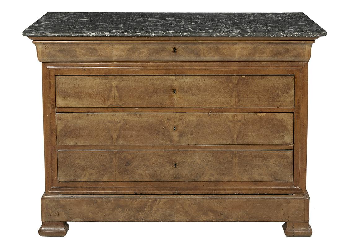 Louis-Philippe Walnut and Marble-Top Commode (1 of 2)