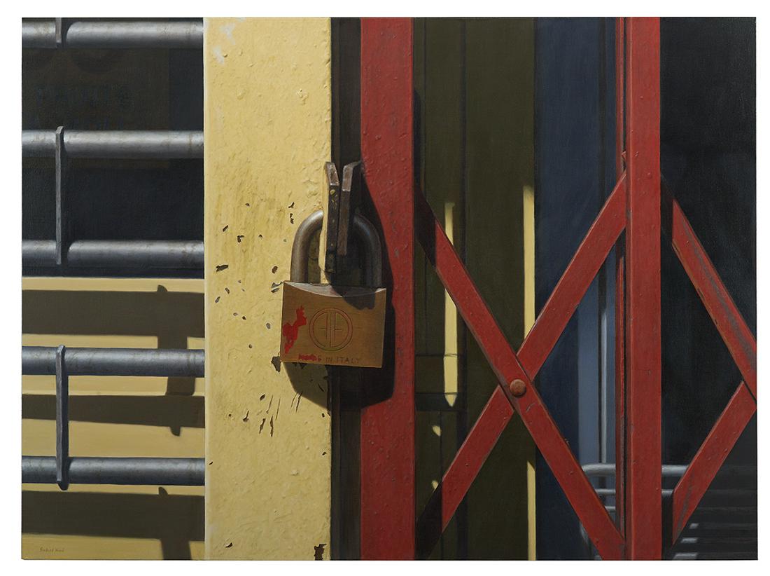 Richard Wood (US, 1952-2009): Richard Wood (American, 1952-2009) "Untitled", 1995 oil on canvas signed and dated en verso. Unframed. 40" x 54" Provenance: Private collection, Houston, Texas.