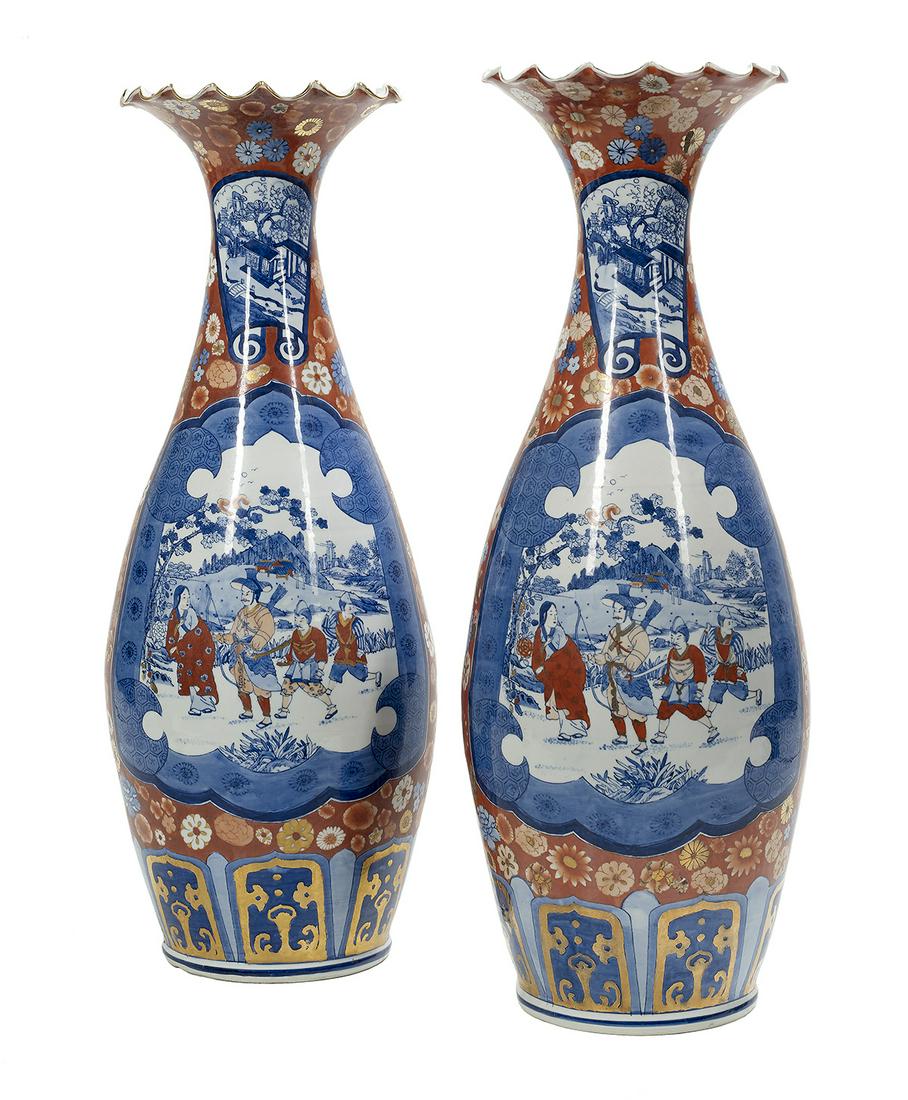 Pair of Japanese Kutani Porcelain Floor Vases (1 of 2)