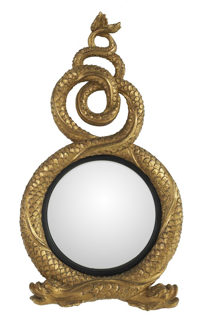 Regency-Style Gilded Composition Convex Mirror (1 of 2)