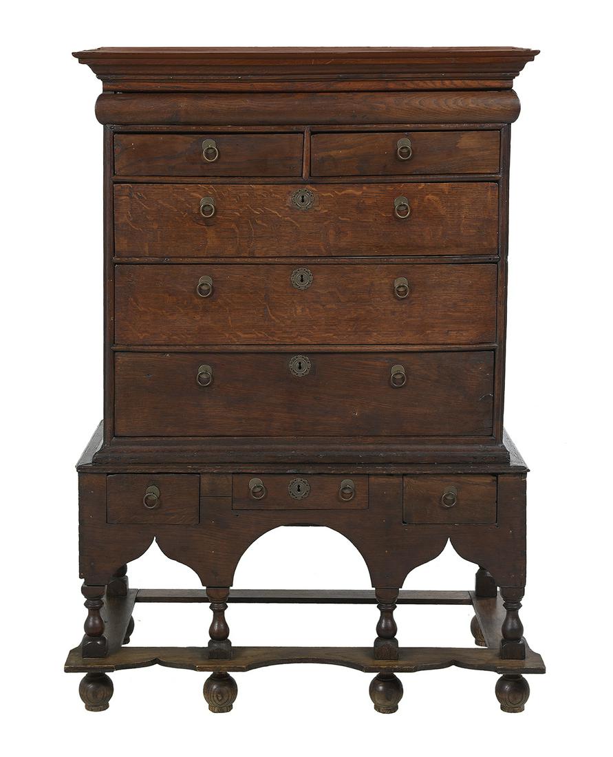 William-and-Mary Oak Chest on Stand (1 of 2)