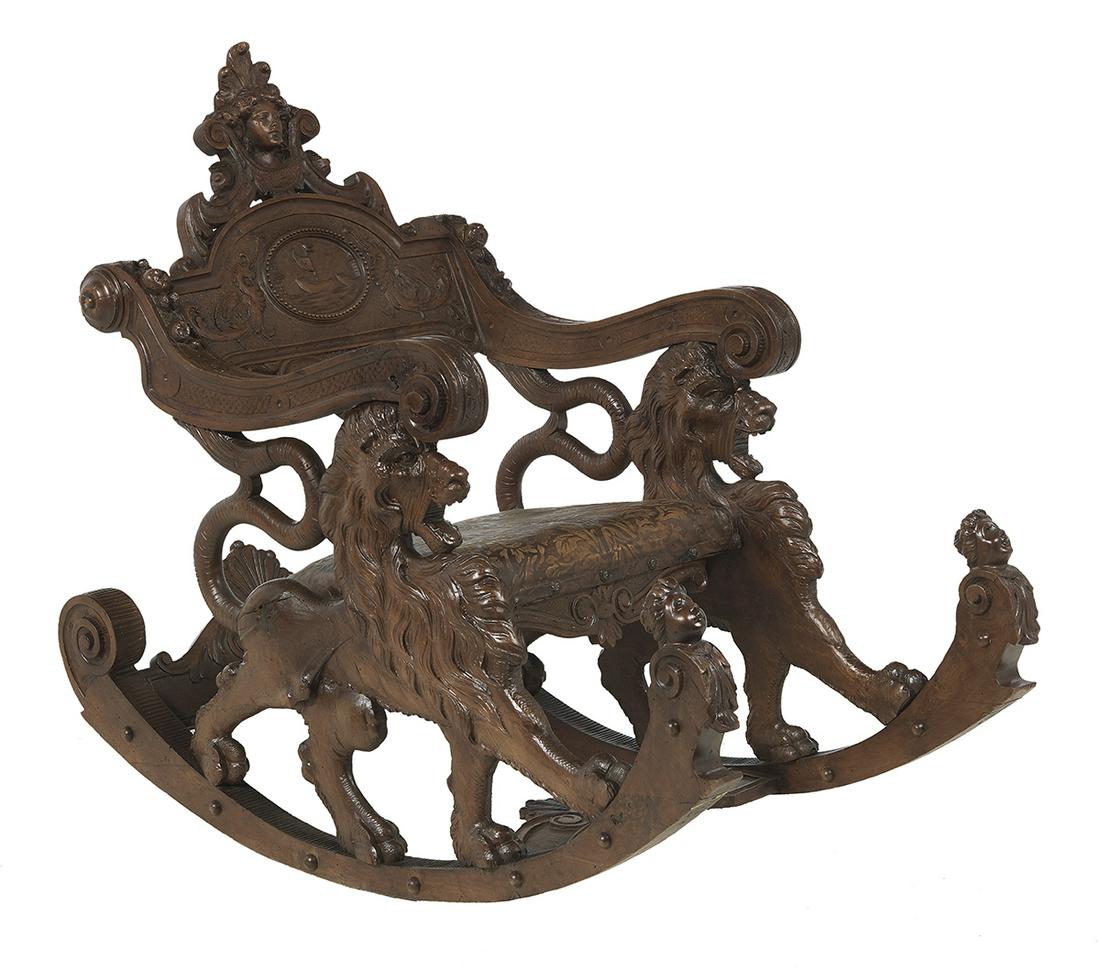 Italian Renaissance Revival Fantasy Rocking Chair (1 of 3)