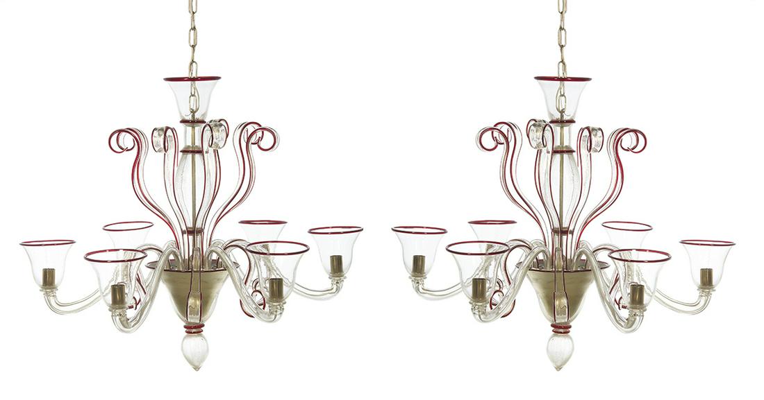 Near Pair of Venetian Murano Glass Chandeliers (1 of 3)