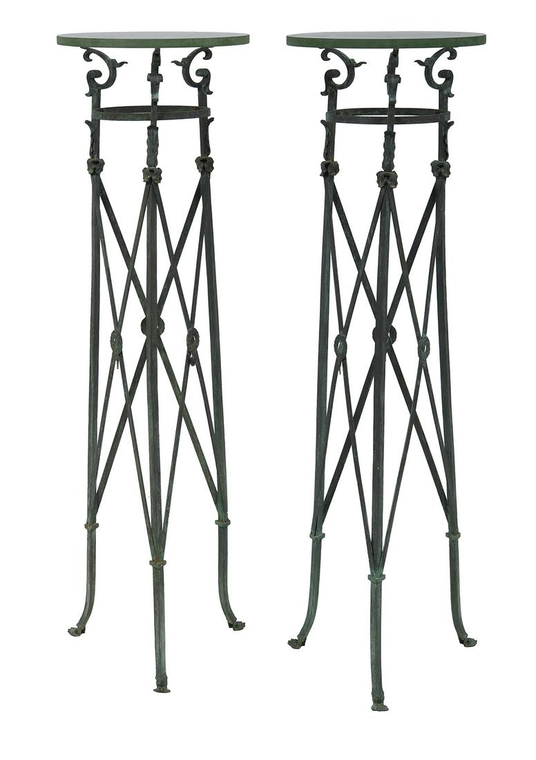 Pair of Continental Bronze and Glass Stands (1 of 1)