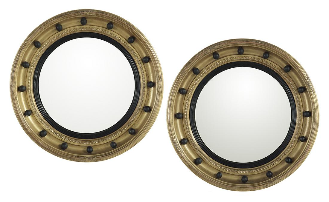 Pair of English Giltwood Convex Mirrors (1 of 5)