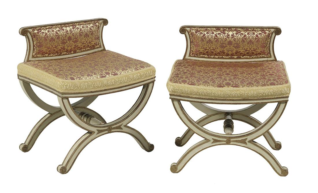 Pair of Regency Polychrome & Parcel-Gilt Benches (1 of 1)