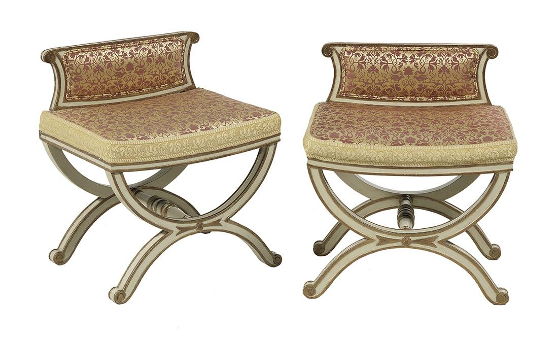 Pair of Regency Polychrome & Parcel-Gilt Benches (1 of 1)