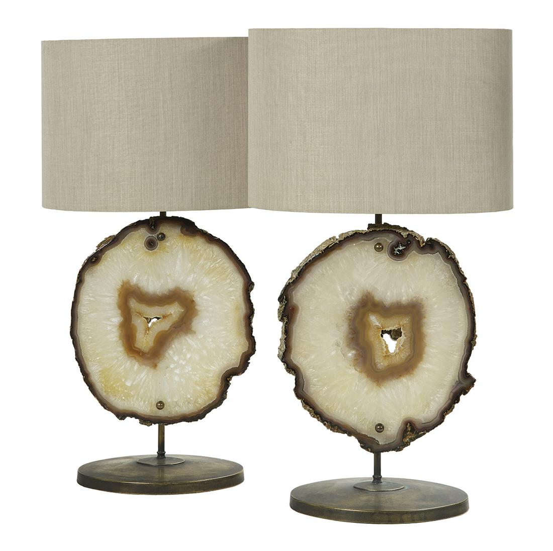 Pair of Ghidini Brass and Agate Table Lamps (1 of 3)