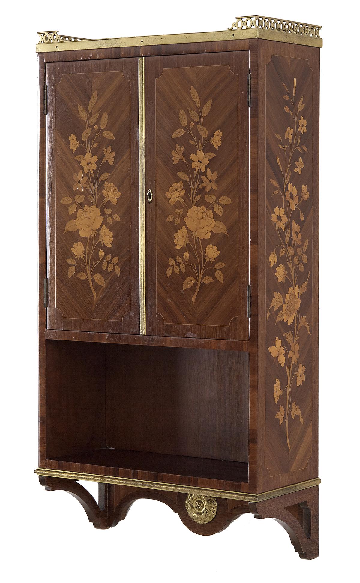 French G. Durand Parquetry-Inlaid Wall Cabinet (1 of 2)