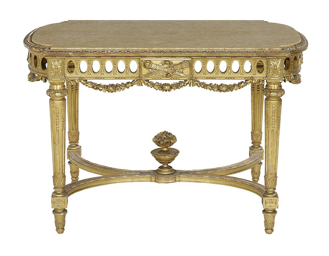 Louis XVI-Style Marble-Top Center Table (1 of 2)