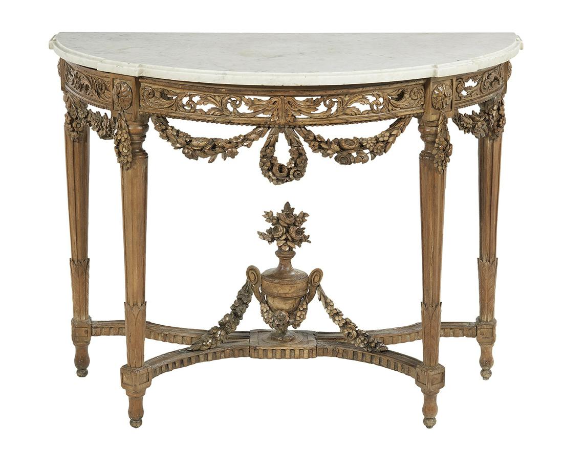 Louis XVI-Style Marble-Top Side Table (1 of 1)