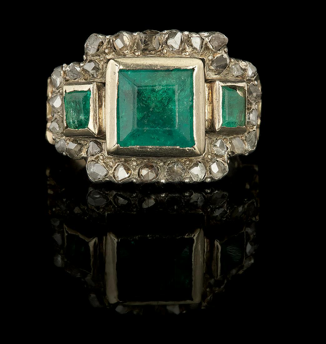 Georgian Emerald and Diamond Ring (1 of 1)