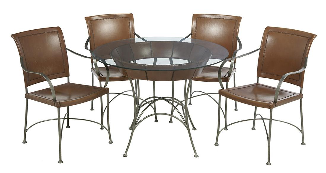 Leather and Glass-Top Table with Four Chairs (1 of 1)