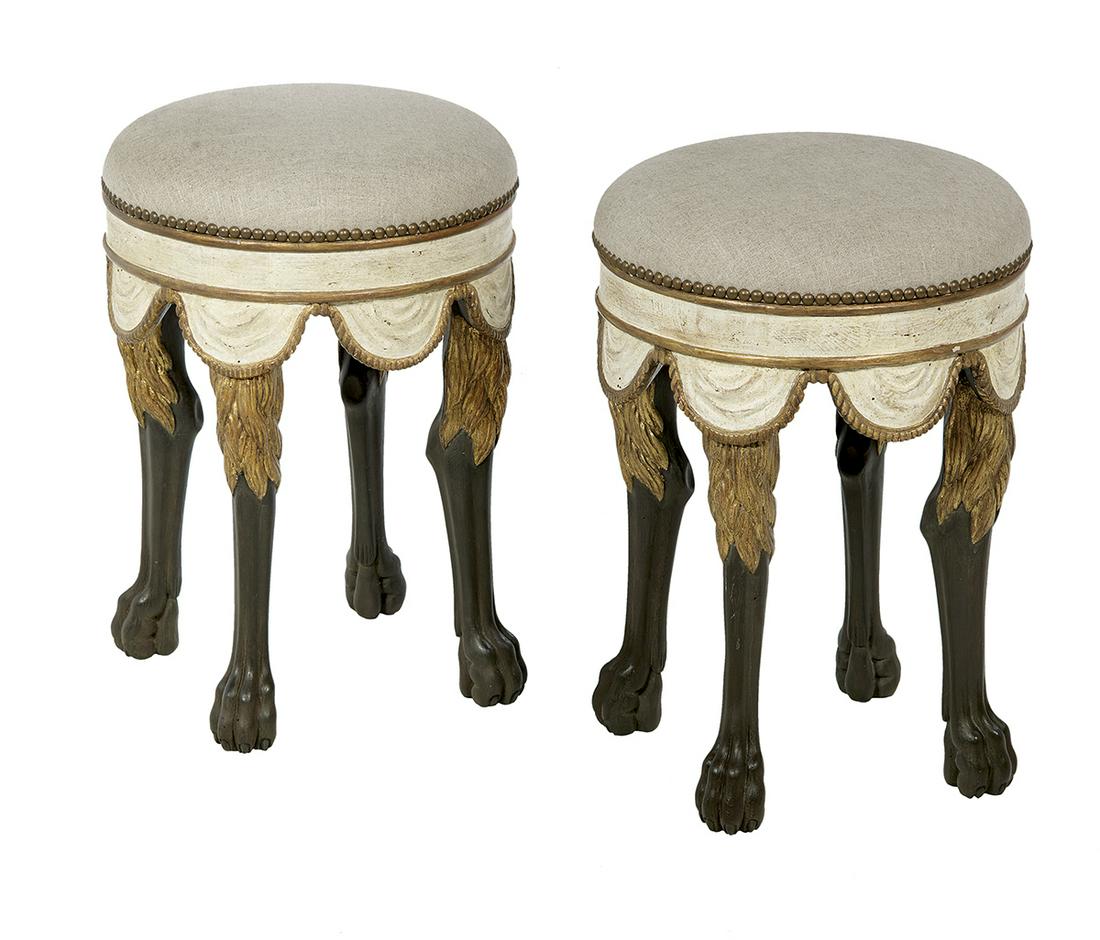 Pair of Empire-Style Polychrome Stools (1 of 1)
