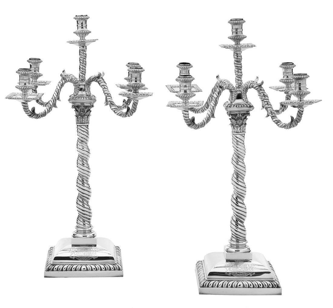 Fine Pair of Victorian Sterling Silver Candelabra (1 of 4)