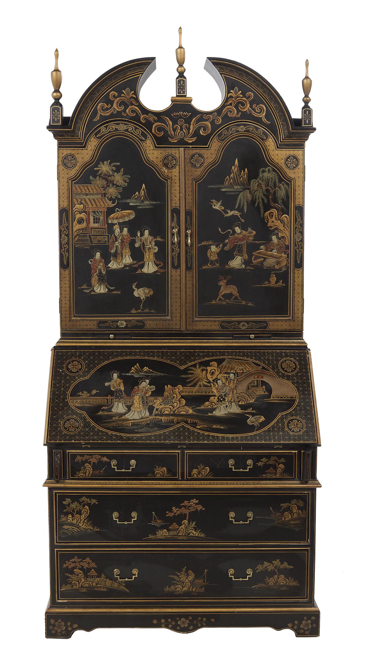 Georgian-Style Ebonized and Polychrome Secretary (1 of 4)