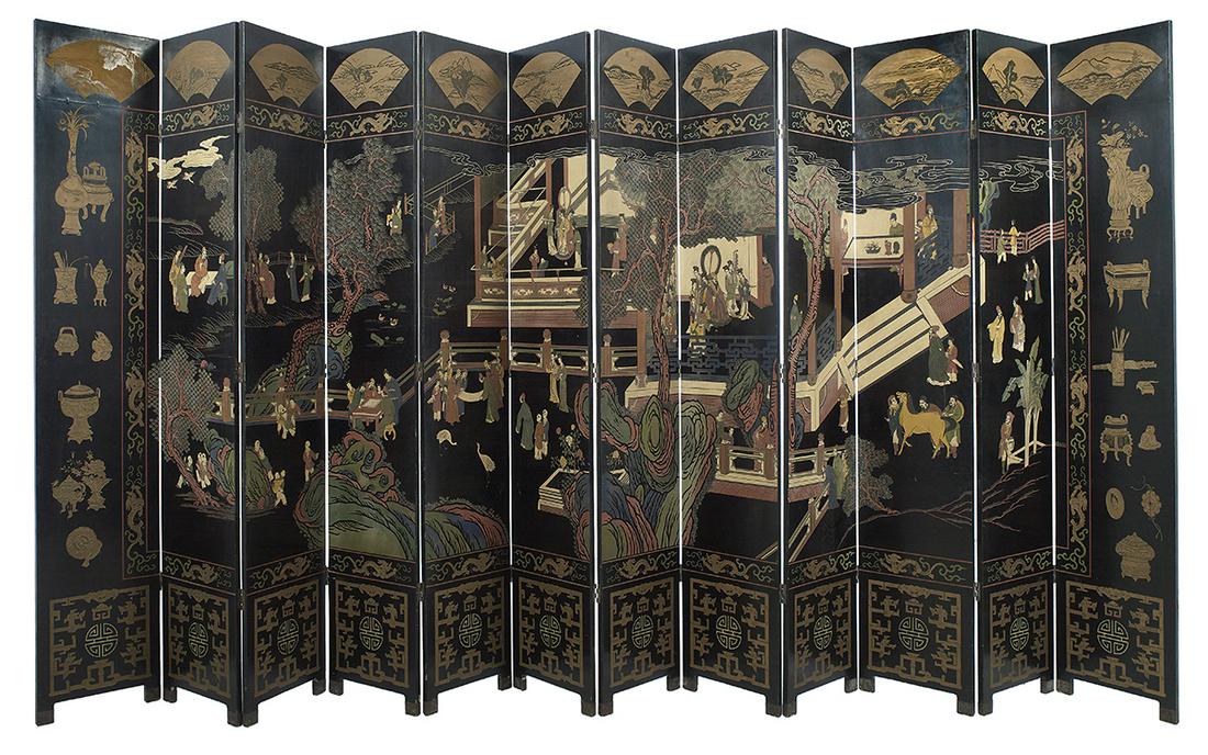 Chinese Twelve-Panel Coromandel Screen (1 of 2)