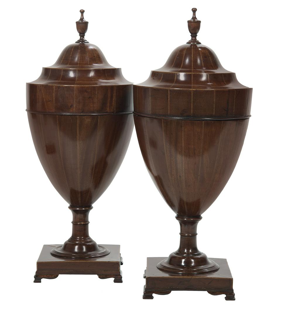 Pair of Colonial Revival Mahogany Knife Urns (1 of 2)