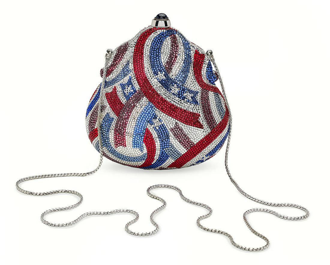 Judith Leiber "Fourth of July" Minaudiere Set: Judith Leiber Limited Edition "Fourth of July" Minaudiere Set silver hardware, the frame signed "Judith Leiber 1999 Limited Edition 109/150", with drop-in chain and lapis cabochon-set push closure, th