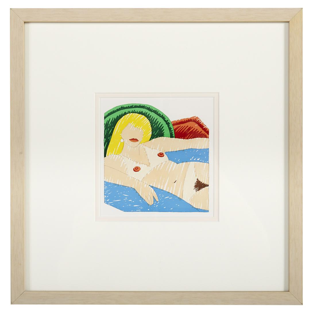 Tom Wesselmann (American, 1931-2004): Tom Wesselmann (American, 1931-2004) "Shiny Nude" offset lithograph Matted, glazed and framed. sight 6-1/4" x 5-7/8", framed 16" x 16" Provenance: Collection of Mark M. Johnson, Montgomery, Alabama.