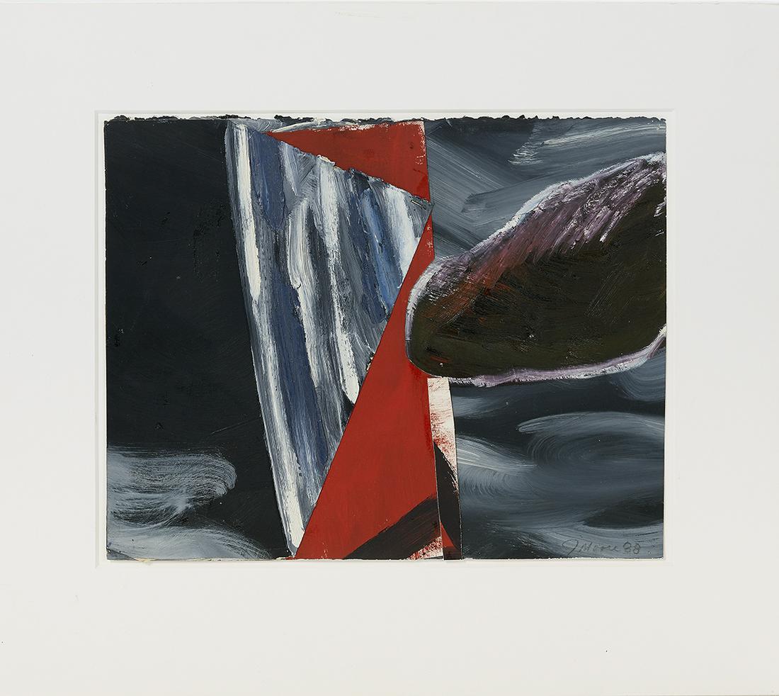 John L. Moore (American, b. 1939): John L. Moore (American, b. 1939) "Untitled", 1988 acrylic and collage on paper signed and dated lower right. Float-mounted and unframed. sheet 11" x 14" Provenance: Collection of Mark M. Johnson, Mon
