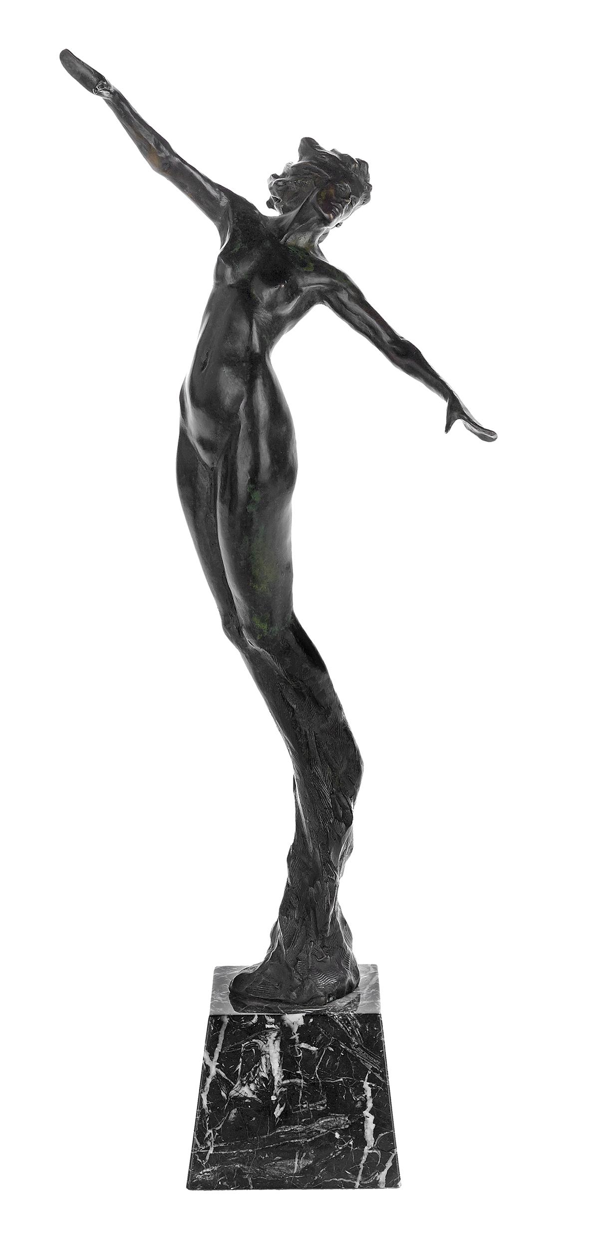 Thomas Corbin (American, b. 1954): Thomas Corbin (American, b. 1954) "Untitled - Nude", 1990 patinated bronze cast signature, dated, copyright-marked and numbered "6/18" at back, on a shaped marble base. overall h. 26", w. 10-1/2", d. 