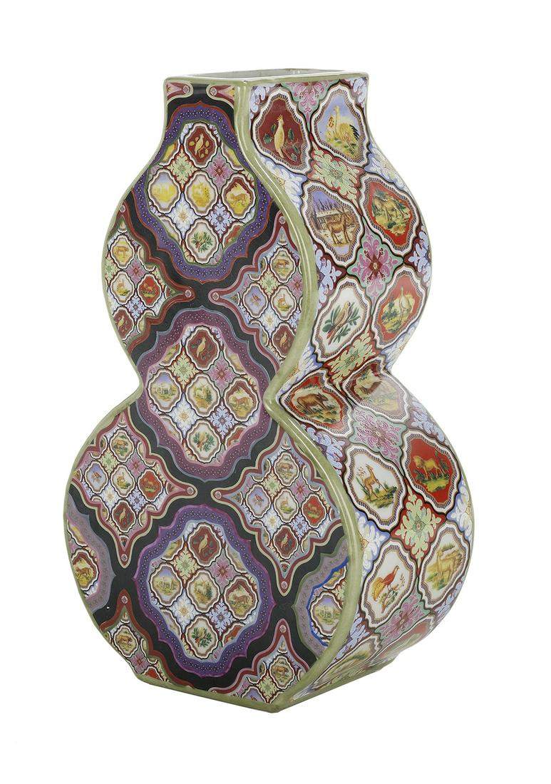 Jean Dange Paris Double Gourd Shaped Vase: Jean Dange Paris Double Gourd Shaped Vase 20th century, French, signed "Jean Dange Paris" on the bottom. h. 9-3/4", w. 5-1/2", d. 3-1/2" Provenance: Bruce McCashin Collection.