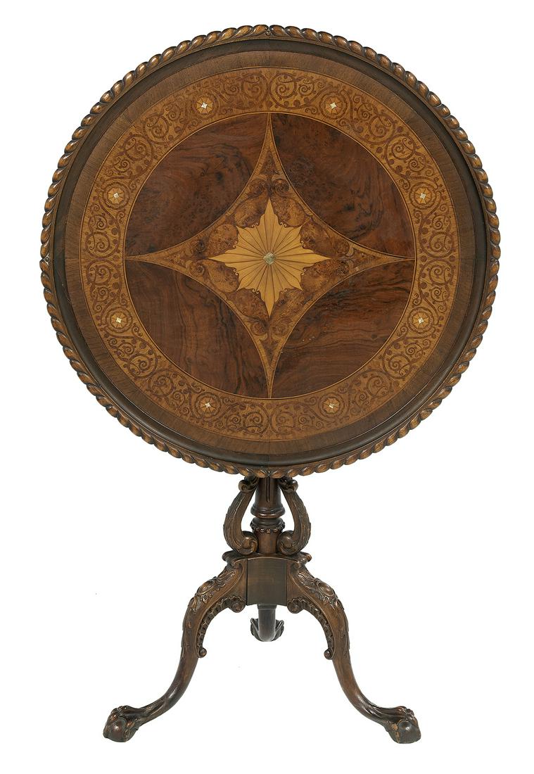 Continental Walnut and Mahogany Tripod Table (1 of 2)