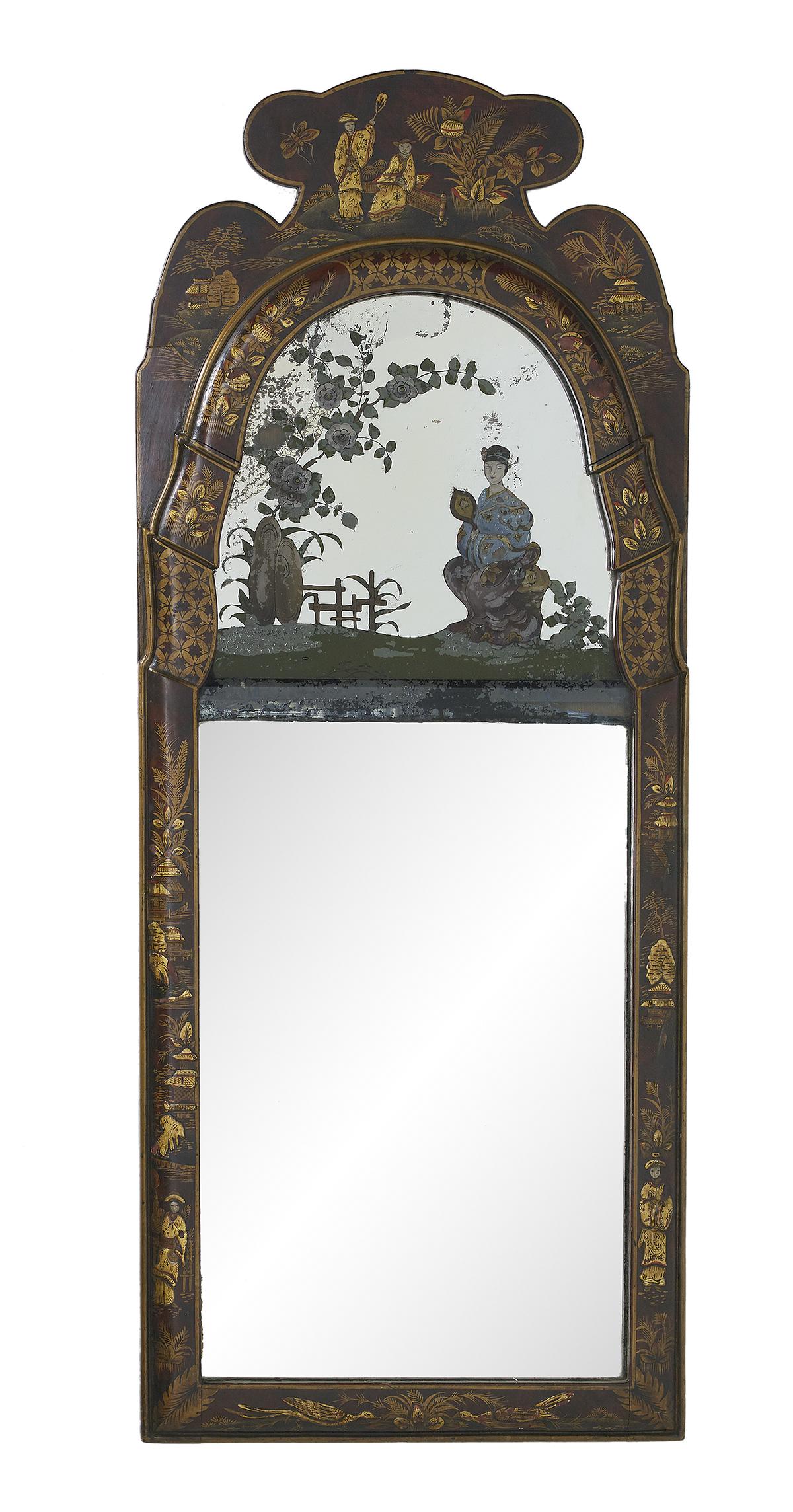 Edwardian Japanned Mirror in the Queen Anne Style (1 of 2)