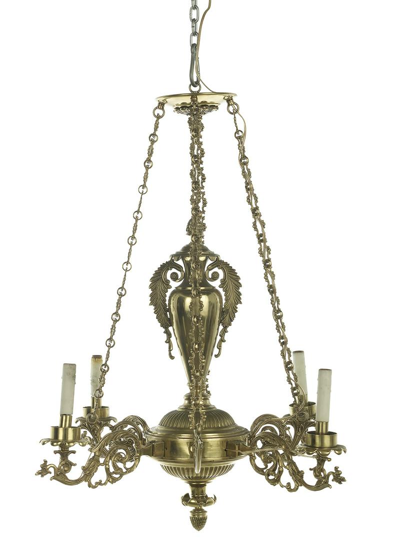 English Bronze Argand-Style Chandelier (1 of 1)