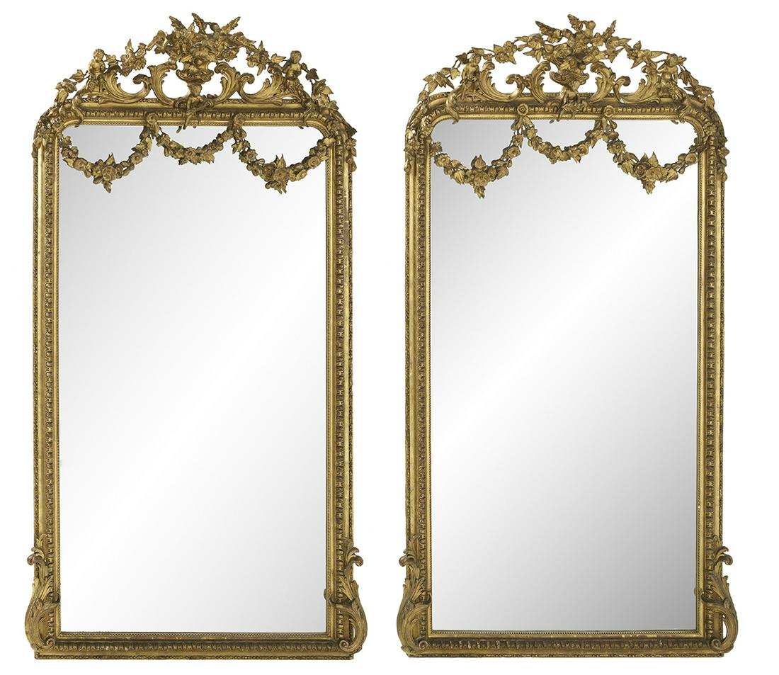 Pair of Large Napoleon III Giltwood Mirrors (1 of 5)