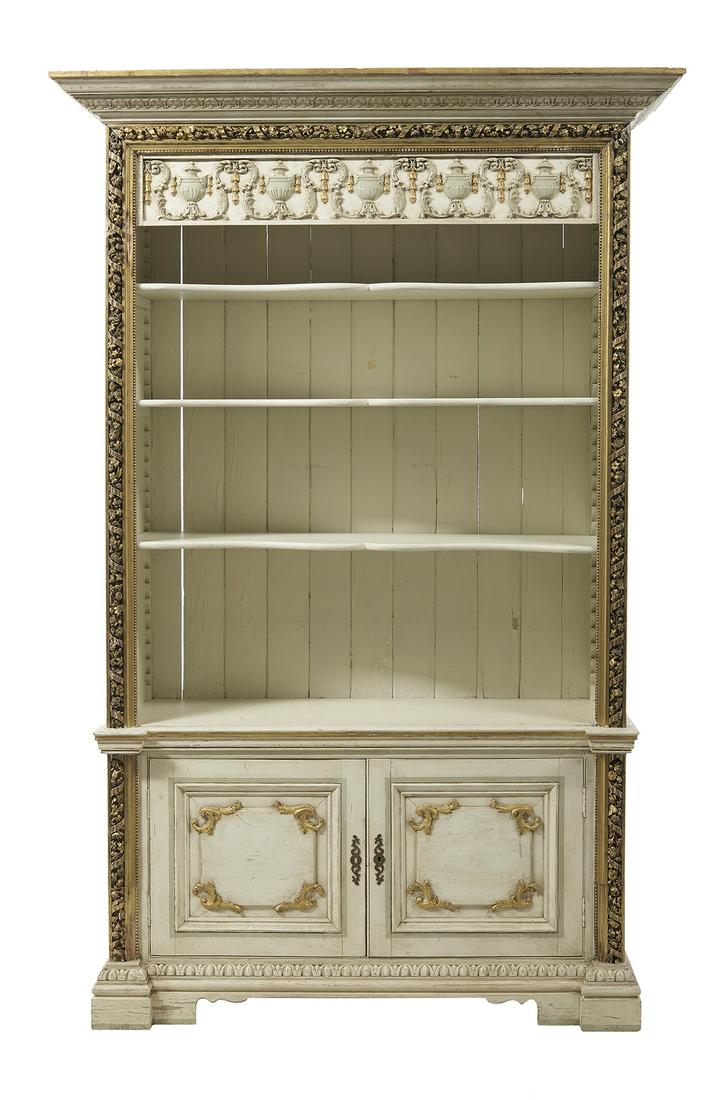 Neoclassical-Style Polychrome Bookcase (1 of 3)