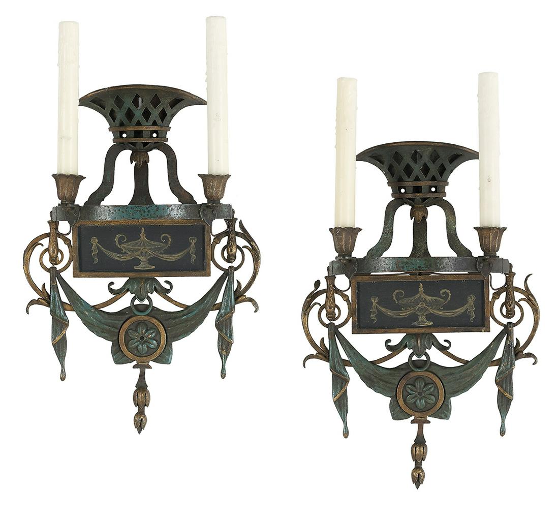 Pair of Enameled Metal Sconces (1 of 3)