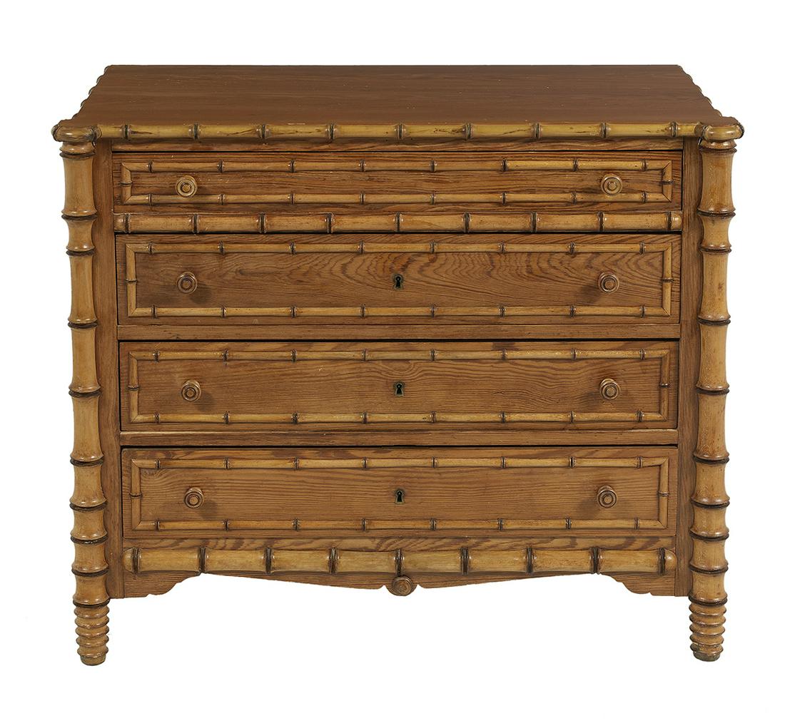 French Pine and Faux Bamboo Commode (1 of 2)