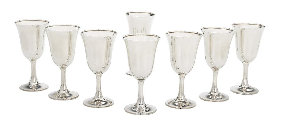 Set of 8 American Sterling Silver Water Goblets (1 of 1)