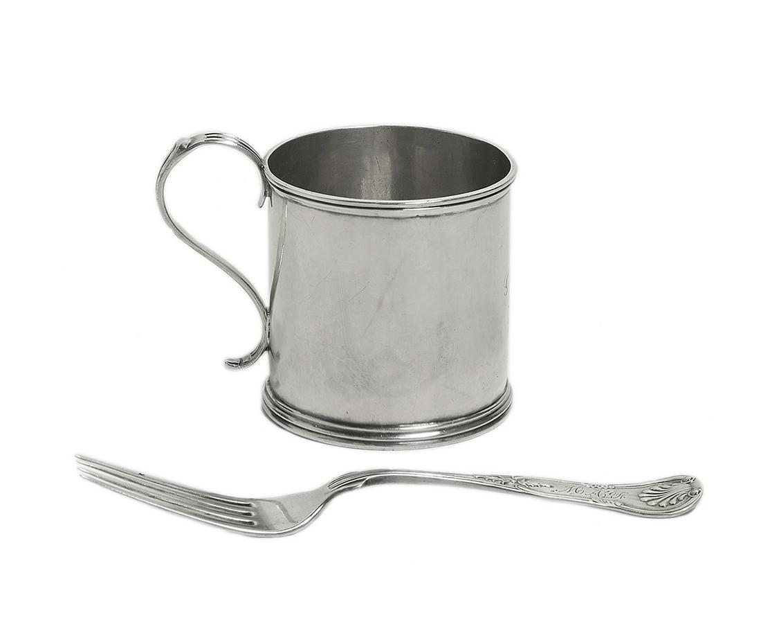 Two Pieces of Mobile, Alabama-Retailed Silver: Two Pieces of Mobile, Alabama-Retailed Silver third quarter 19th century, including: a Gale & Mosely, New York, coin silver christening cup retailed by Alanson Knapp (1799-1875), cylindrical with mold