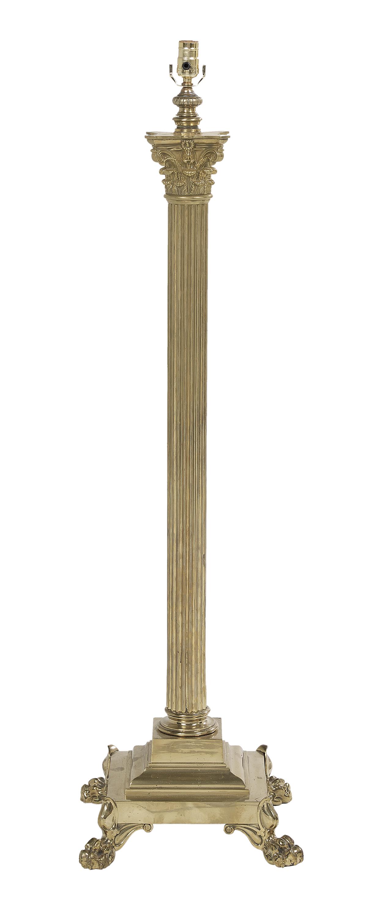 Neoclassical-Style Polished Brass Floor Lamp (1 of 1)